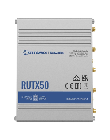 Teltonika INDUSTRIAL 5G ROUTER RUTX50 802.11ac, 867 Mbit/s, 10/100/1000 Mbps Mbit/s, Ethernet LAN (RJ-45) ports 5, Mesh Support 