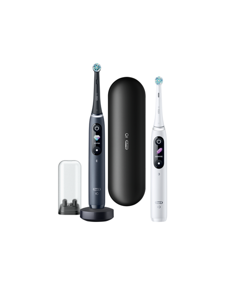 Oral-B Electric Toothbrush iO8 Series Duo Rechargeable, For adults, Number of brush heads included 2, Black Onyx/White, Number o