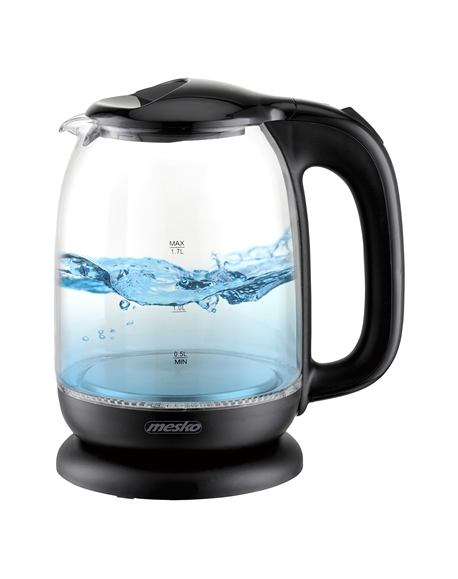 Mesko Kettle MS 1302b Electric, 2200 W, 1.7 L, Glass, 360° rotational base, Black