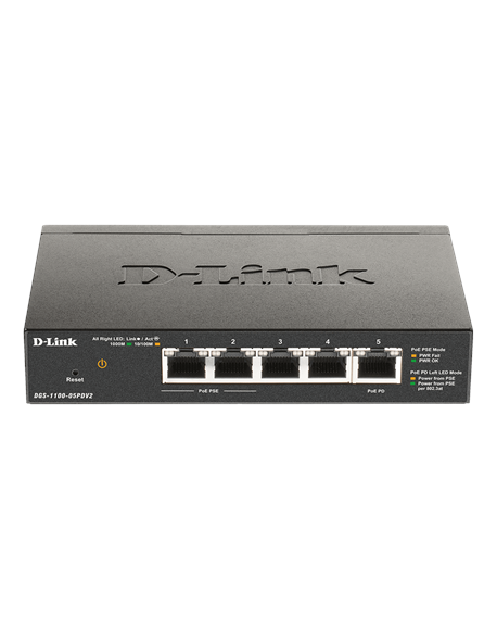 D-Link 5-Port Gigabit PoE Smart Managed Switch and PoE Extender DGS-1100-05PDV2 Web managed, Desktop