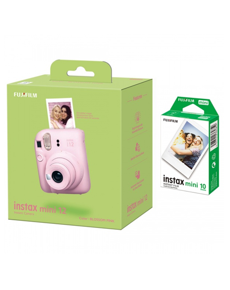 Fujifilm Instax Mini 12 Camera + Instax Mini Glossy (10pl) Blossom Pink