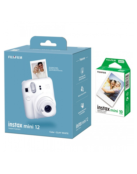 Fujifilm Instax Mini 12 Camera + Instax Mini Glossy (10pl) Caly White