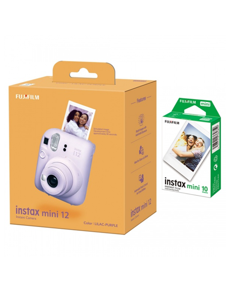 Fujifilm Instax Mini 12 Camera + Instax Mini Glossy (10pl) Lilac Purple