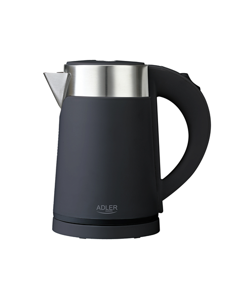 Adler Kettle AD 1372 Electric, 800 W, 0.6 L, Plastic/Stainless steel, 360° rotational base, Black