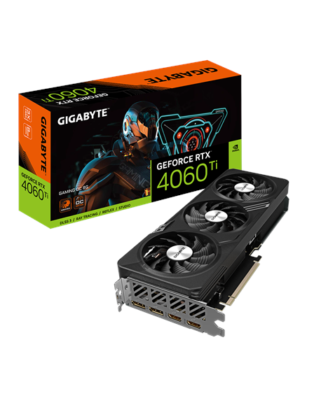 Gigabyte GV-N406TGAMING OC-8GD 1.0 NVIDIA, 8 GB, GeForce RTX 4060 Ti, GDDR6X, PCI-E 4.0, HDMI ports quantity 2, Memory clock spe