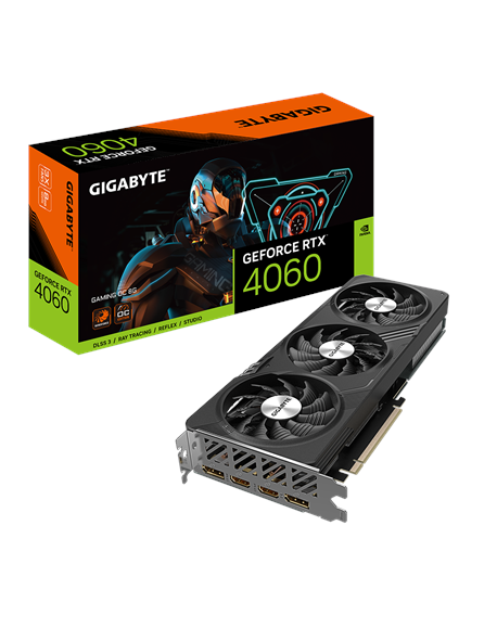 Gigabyte GV-N4060GAMING OC-8GD 1.0 NVIDIA, 8 GB, GeForce RTX 4060, GDDR6, PCI-E 4.0, HDMI ports quantity 2, Memory clock speed 1