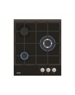 Simfer Hob H4.305.HGSSP Gas on glass, Number of burners/cooking zones 3, Rotary painted inox knobs, Black, 45 cm