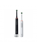 Oral-B Electric Toothbrush Pro3 3900 Cross Action Rechargeable, For adults, Number of brush heads included 2, Black and White, Number of teeth brushing modes 3, Duo Pack + Bonus Handle