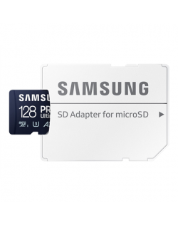 Samsung MicroSD Card PRO Ultimate 128 GB, microSDXC Memory Card, Flash memory class U3, V30, A2, SD adapter