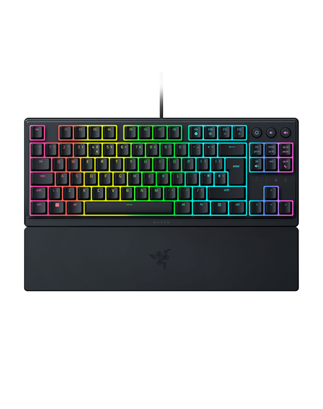 Razer Ornata V3 Tenkeyless Low-profile Keys Razer Mecha-Membrane Switches UV-coated Keycaps RGB LED light NORD Wired Black Mecha