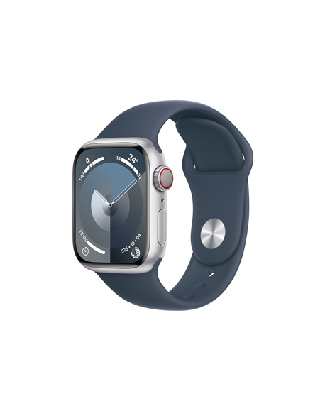 Apple Apple Watch Series 9 GPS + Cellular 41mm Silver Aluminium Case with Storm Blue Sport Band - S/M Apple