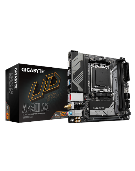 Gigabyte A620I AX 1.0 Processor family AMD Processor socket AM5 DDR5 DIMM Supported hard disk drive interfaces SATA, M.2 Number 