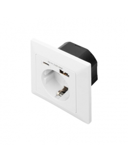 Digitus Safety Plug for Flush Mounting with 1 x USB Type-C, 1 x USB A