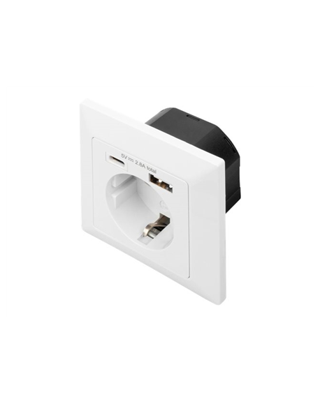 Digitus Safety Plug for Flush Mounting with 1 x USB Type-C, 1 x USB A