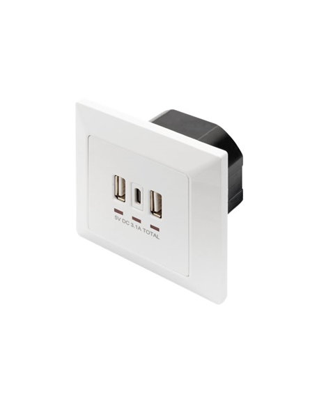 Digitus Socket with USB A & USB-C Ports, flush mounted