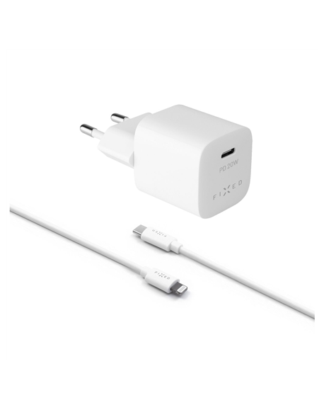 Fixed Mini USB-C Travel Charger USB-C/Lightning Cable