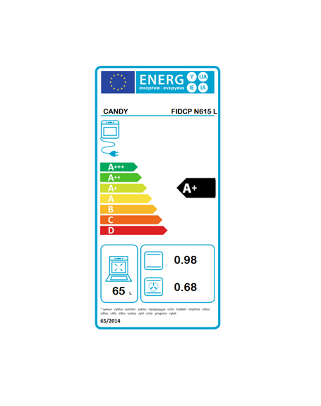 Candy Oven FIDCP N615 L 65 L Electric Aquactiva Mechanical and electronic Height 59.5 cm Width 59.5 cm Black