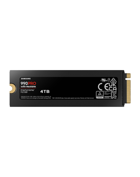 Samsung 990 PRO with Heatsink 4000 GB SSD form factor M.2 2280 SSD interface M.2 NVME Write speed 6900 MB/s Read speed 7450 MB/s