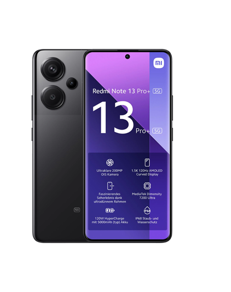 Xiaomi Redmi Note 13 Pro+ Midnight Black 6.67 " AMOLED 1220 x 2712 pixels Mediatek Dimensity 7200 Ultra Internal RAM 12 GB 128 G