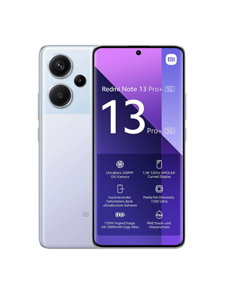 Xiaomi Redmi Note 13 Pro+ Aurora Purple 6.67 " AMOLED 1220 x 2712 pixels Mediatek Dimensity 7200 Ultra Internal RAM 12 GB 512 GB