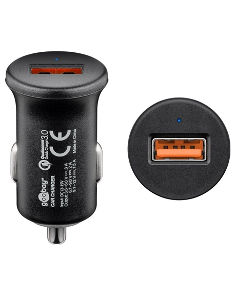 Goobay Quick Charge QC3.0 USB car fast charger USB 2.0 Female (Type A), Cigarette lighter Male