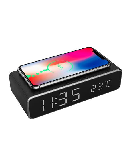 Gembird | DAC-WPC-01 | Digital alarm clock with wireless charging function | Wireless connection