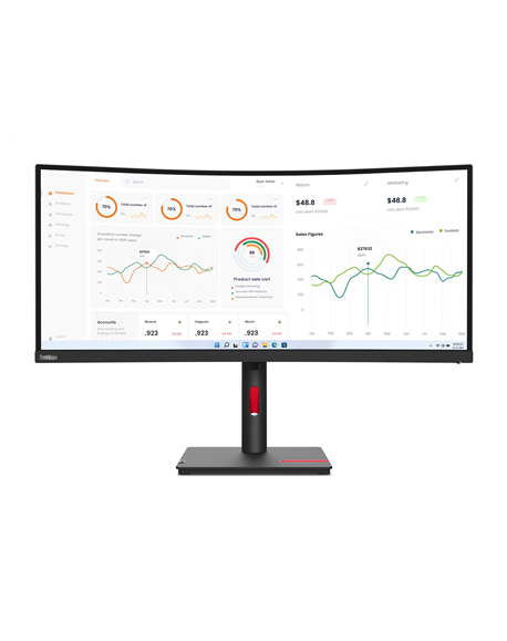 Lenovo | T34w-30 | 34 " | VA | 21:9 | 4 ms | 350 cd/m² | Black | HDMI ports quantity 1 | 60 Hz