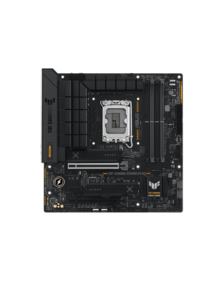 ASUS TUF GAMING B760M-PLUS | Processor family Intel B760 | Processor socket 1 x LGA1700 Socket | 4 DIMM slots - DDR5, non-ECC, o