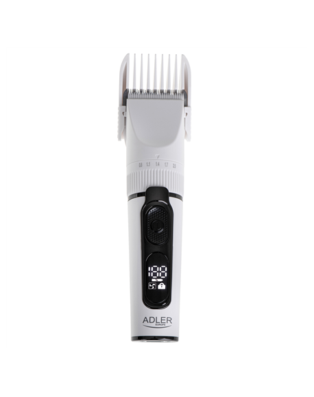 Adler | Hair Clipper with LCD Display | AD 2839 | Cordless | Number of length steps 6 | White/Black