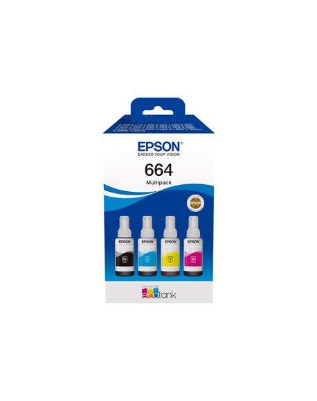 Epson 664 EcoTank 4-colour multipack | Epson C13T66464A | Epson 664 EcoTank 4-colour multipack | Ink tank | Black, yellow, cyan,