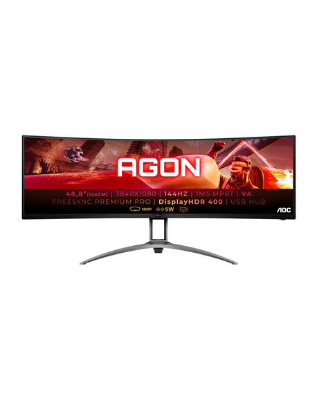 AOC | AG493QCX | 49 " | LCD | 3840 x 1080 pixels | 32:9 | Warranty 36 month(s) | 1 ms | HDMI ports quantity 2 | 144 Hz