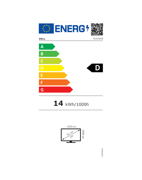 Dell | Monitor Without Stand | P2425HE | 24 " | IPS | 16:9 | 100 Hz | 8 ms | 1920 x 1080 pixels | 250 cd/m² | HDMI ports quantit