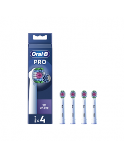 Oral-B | Replaceable toothbrush heads | EB18-4 3D White Pro | Heads | For adults | Number of brush heads included 4 | White