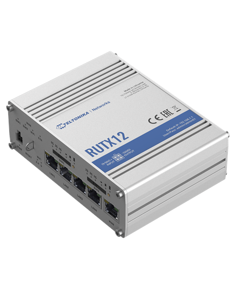 Dual LTE Cat 6 Router | RUTX12 | 802.11ac | 867 Mbit/s | 10/100/1000 Mbit/s | Ethernet LAN (RJ-45) ports 4 | Mesh Support No | M