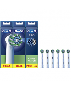 Oral-B | Replaceable toothbrush heads | EB50RX-6 Cross Action Pro | Heads | For adults | Number of brush heads included 6 | Whit