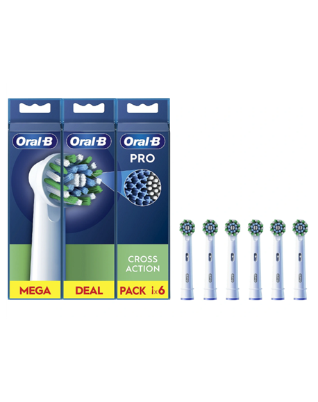 Oral-B | Replaceable toothbrush heads | EB50RX-6 Cross Action Pro | Heads | For adults | Number of brush heads included 6 | Whit