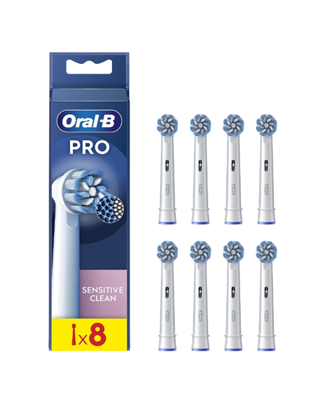 Oral-B | Replaceable toothbrush heads | EB60X-8 Sensitive Clean Pro | Heads | For adults | Number of brush heads included 8 | Wh