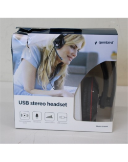 SALE OUT. Gembird MHS-U-001 USB headphones, glossy black,DAMAGED PACKAGING, SCRATCHED ON SIDE | MHS-U-001 USB headphones | Built