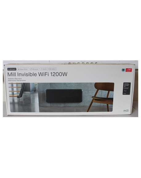 SALE OUT. Mill PA1200WIFI3B WiFi Gen3 Panel Heater, Steel Front, Aluminium, Power 1200 W, Room size 14-18 m2, Black, UNPACKED, U