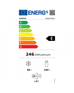 Refrigerator | NRK6202EW4 | Energy efficiency class E | Free standing | Combi | Height 200 cm | No Frost system | Fridge net cap