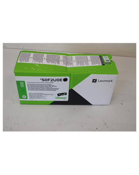 SALE OUT. Lexmark 50F2U0E Cartridge, Black/დაზიანებულია შეფუთვა, DAMAGED PACKAGING | Lexmark 50F2U0E | 502UE Ultra High Yield Co