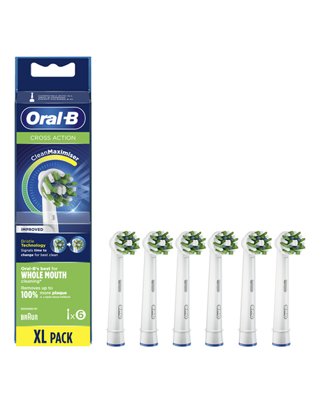 Oral-B CrossAction Replaceable Toothbrush Heads | EB50RB-6 | Heads | For adults | Number of brush heads included 6 | White