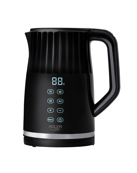 Adler Kettle with LED display | AD 1350 | Electric | 2200 W | 1.7 L | Stainless Steel | 360° rotational base | Black