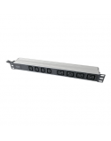 1U Aluminum PDU, rackmountable, 4x C13, 4x C19 2x 16A Plug, 250VAC 50/60Hz open end | DN-95423 | Sockets quantity 10