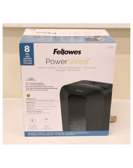 SALE OUT. Fellowes Shredder LX45 black | Cross-Cut | LX45 | Black | Paper shredding | Credit cards shredding | DAMAGED PACKAGING