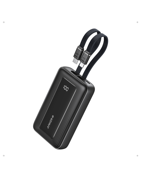 Anker | Power Bank | A1680G11 | 10000 mAh | USB-C 30W, Lightning 27W | Built-In USB-C and Lightning Cables | Black