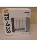 SALE OUT. QNAP TS-433-4G 4 bay ARM 4C 2.0GHz , 4 x SATA 6Gb/s 3.5"/2.5", 4GB RAM on-board,1 x GbE,1 x 2.5GbE,1 x USB3.2 Gen1 and 2 x USB2.0 | QNAP | 4 Bay ARM | TS-433-4G | Cortex-A55 | ARM 4-core | Processor frequency 2.0 GHz | 4 GB | On board (non-expandable) | DAMAGED PACKAGING, USED AS DEMO