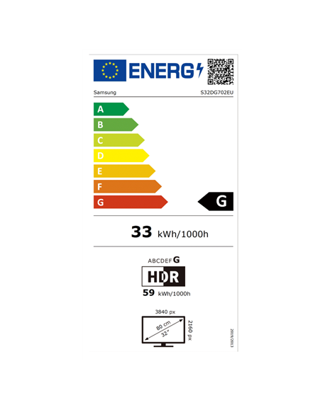 Samsung LS32DG702EUXDU | 32 " | IPS | 16:9 | 144 Hz | 1 ms | 350 cd/m² | HDMI ports quantity 2 | Black