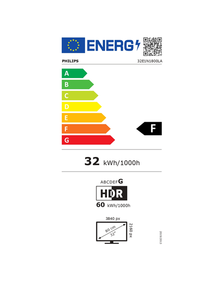 Philips 32E1N1800LA/00 | 31.5 " | VA | 16:9 | 60 Hz | 4 ms | 3840 x 2160 pixels | 300 cd/m² | HDMI ports quantity 2