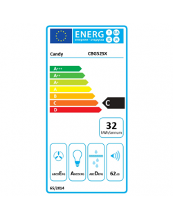 Candy Hood | CBG52SX | Built-in | Energy efficiency class C | Width 52 cm | 168 m³/h | Mechanical | LED | Silver